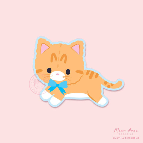 Handstitched Plushie Orange Tabby-on-White Cat Vinyl Sticker | Kitties ...