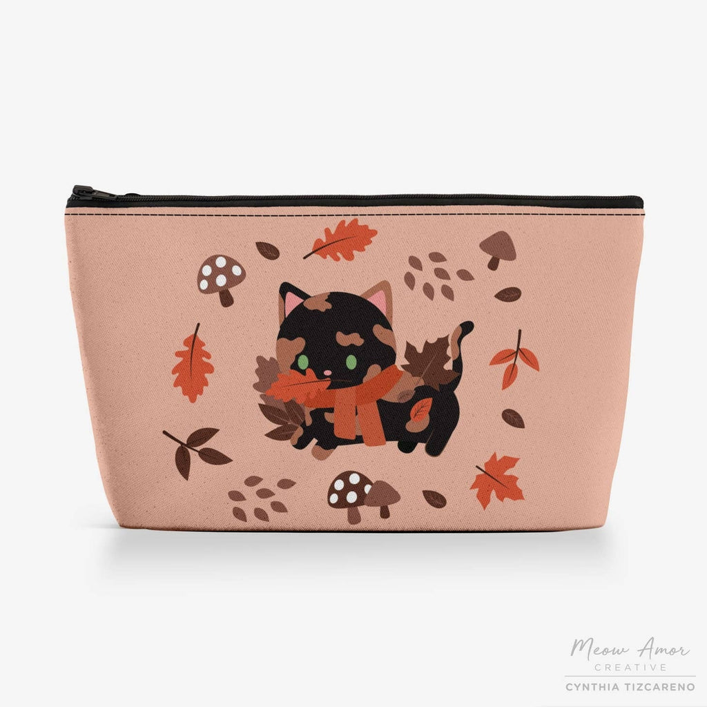 Autumn Tortie Cat Canvas Zipper Bag