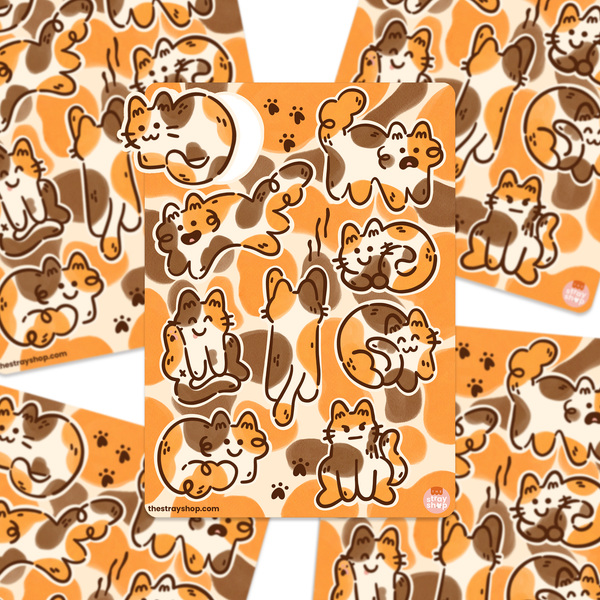 Calico Cats Vinyl Sticker Sheet | Kitties & Cream