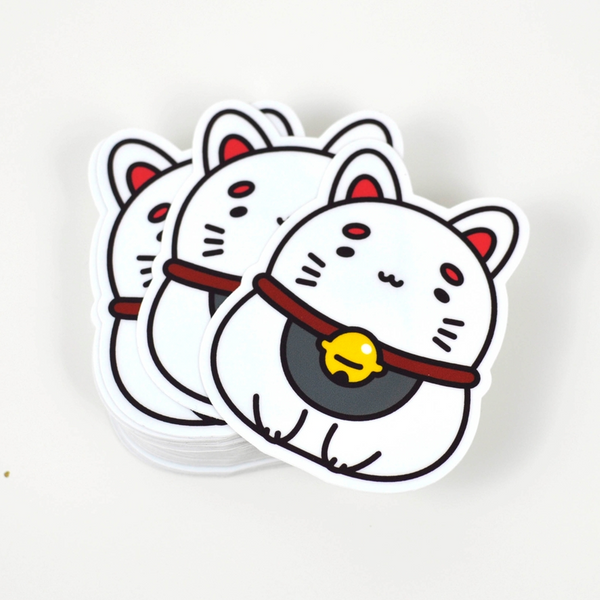White Fortune Cat vinyl sticker Kitties & Cream