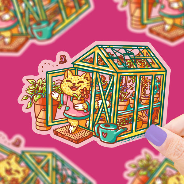 Greenhouse Orange Cat Vinyl Sticker | Kitties & Cream