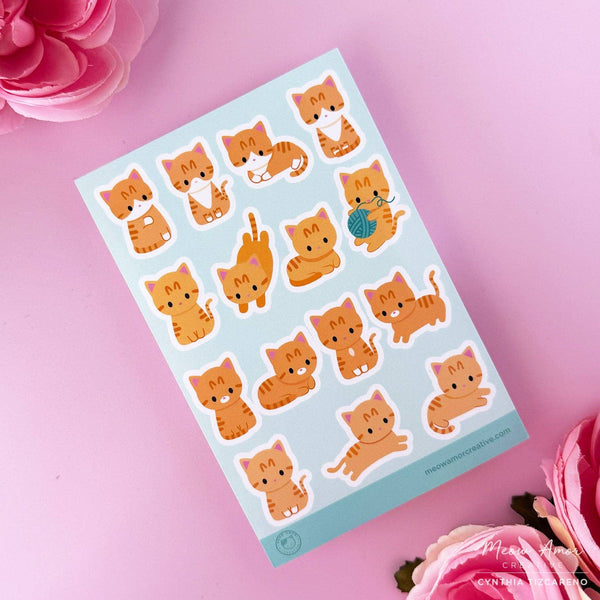 Orange Tabby Cats Vinyl Sticker Sheet | Kitties & Cream