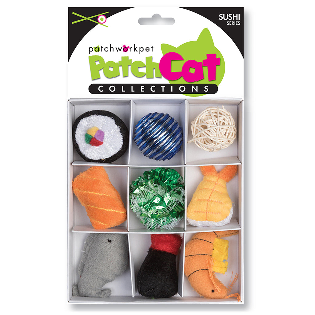 9pc Sushi Theme Cat Toy Set with Catnip