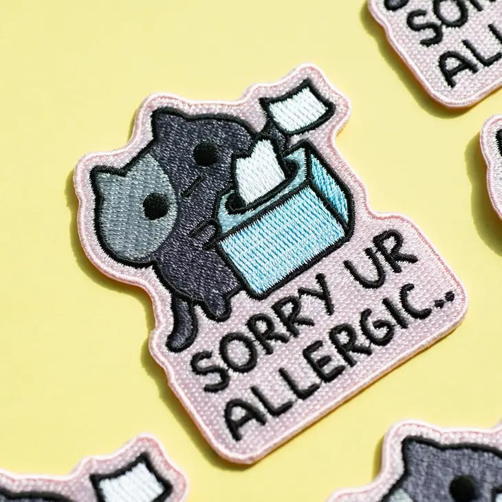 Sorry Ur Allergic Grey Cat Iron-on Patch