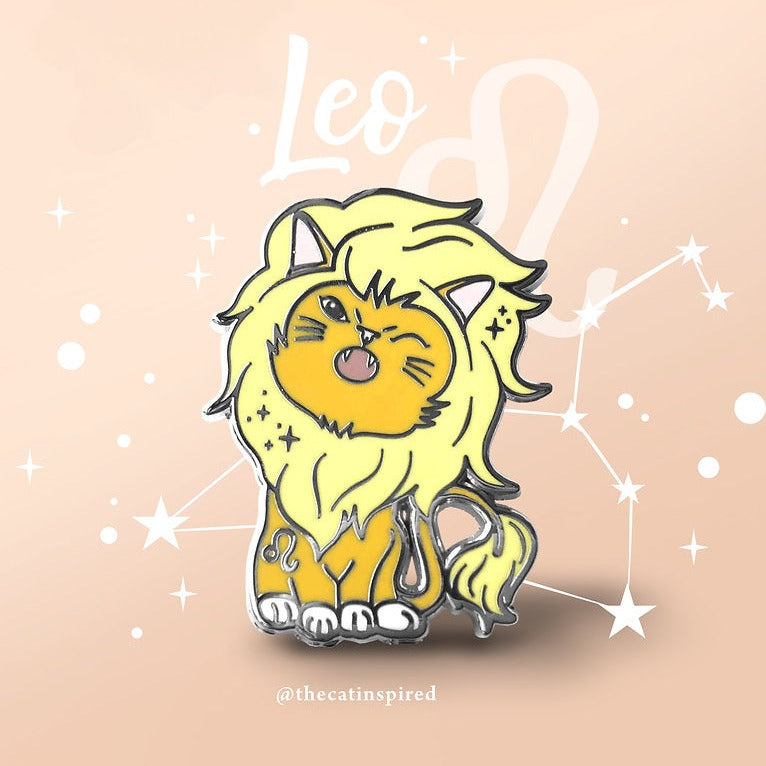 Leo zodiac enamel pin