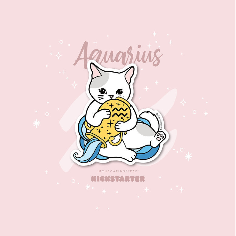 Aquarius Zodiac Catstrology Astrology Vinyl Sticker