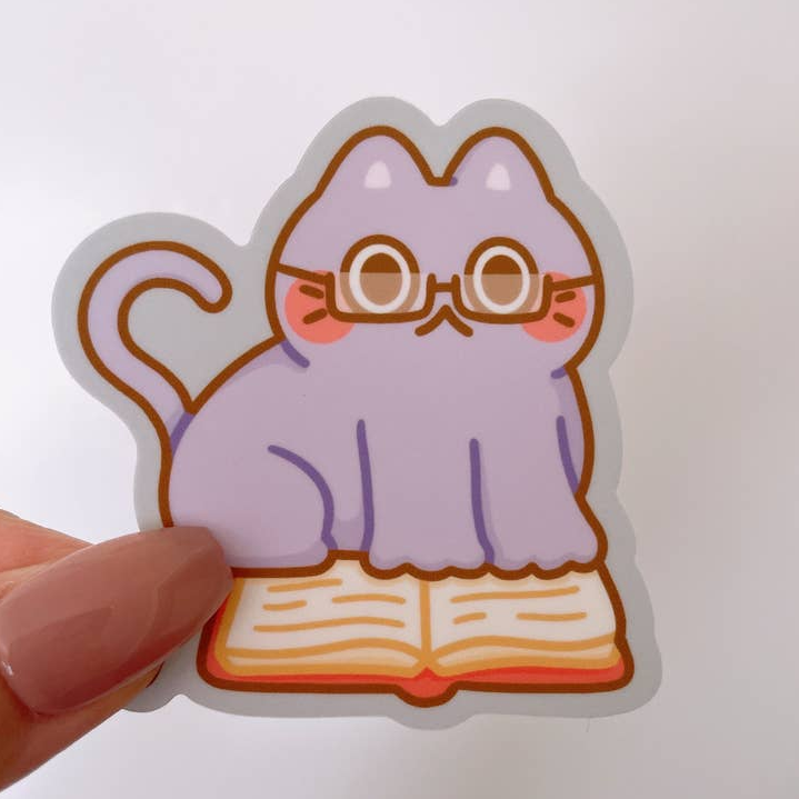 Study Book Cat Vinyl Sticker
