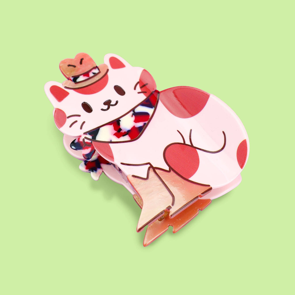 Meowdy Western Cowboy Orange Cat Hair Claw Clip