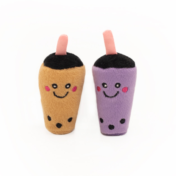 ZippyClaws NomNomz Milk Tea & Taro Bubble Tea 2pk Cat Toys