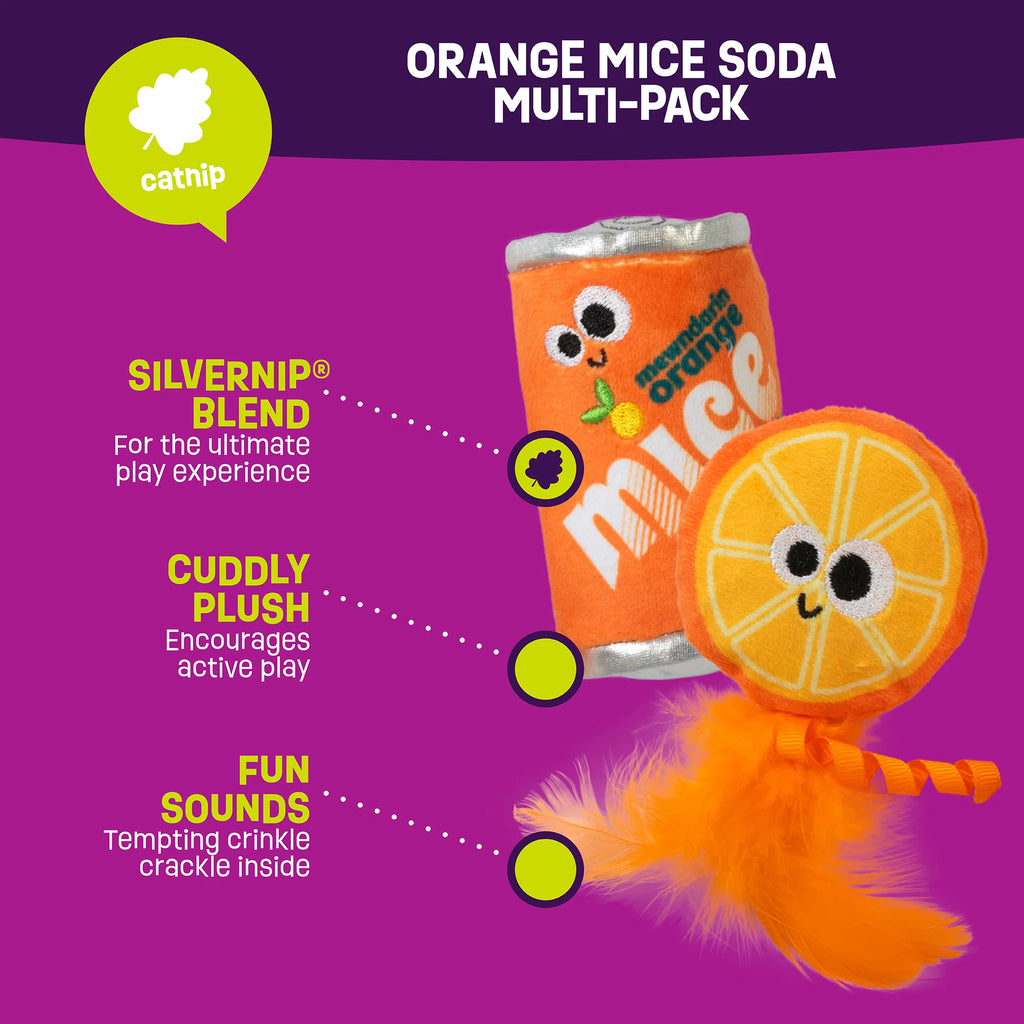Orange Mice Soda Catnip Toy 2pk