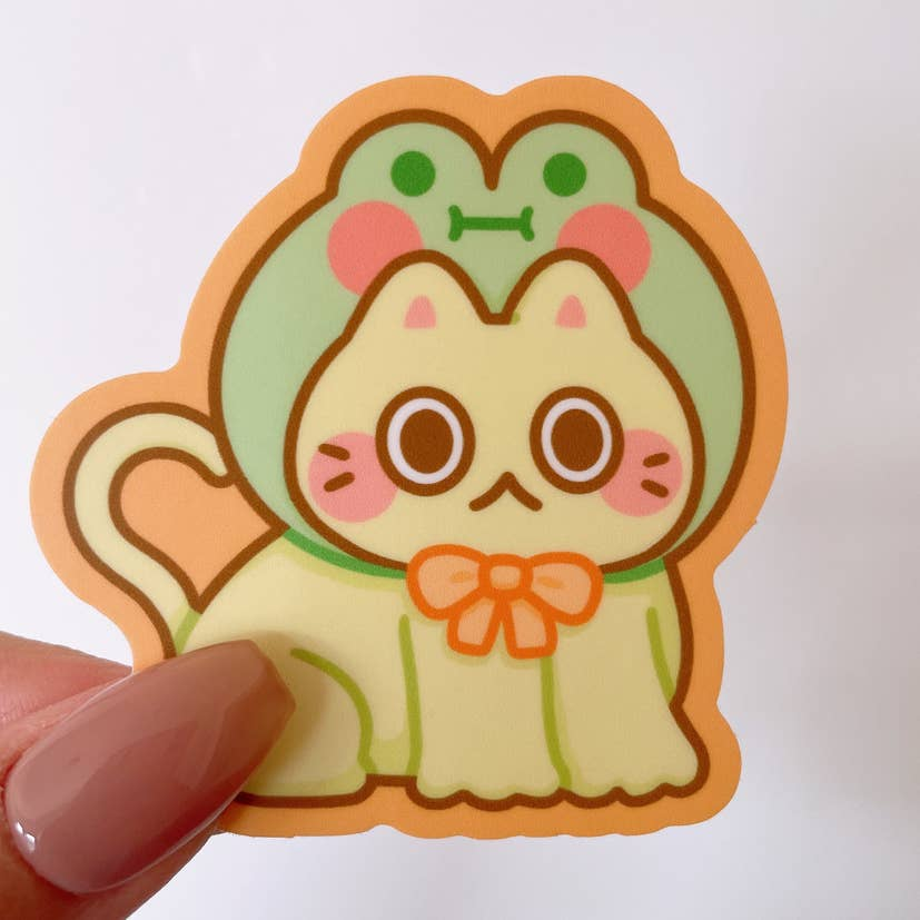 Frog Cat Vinyl Sticker
