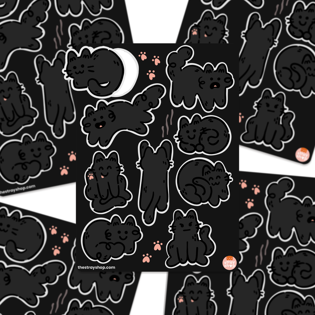 Black Cats Vinyl Sticker Sheet