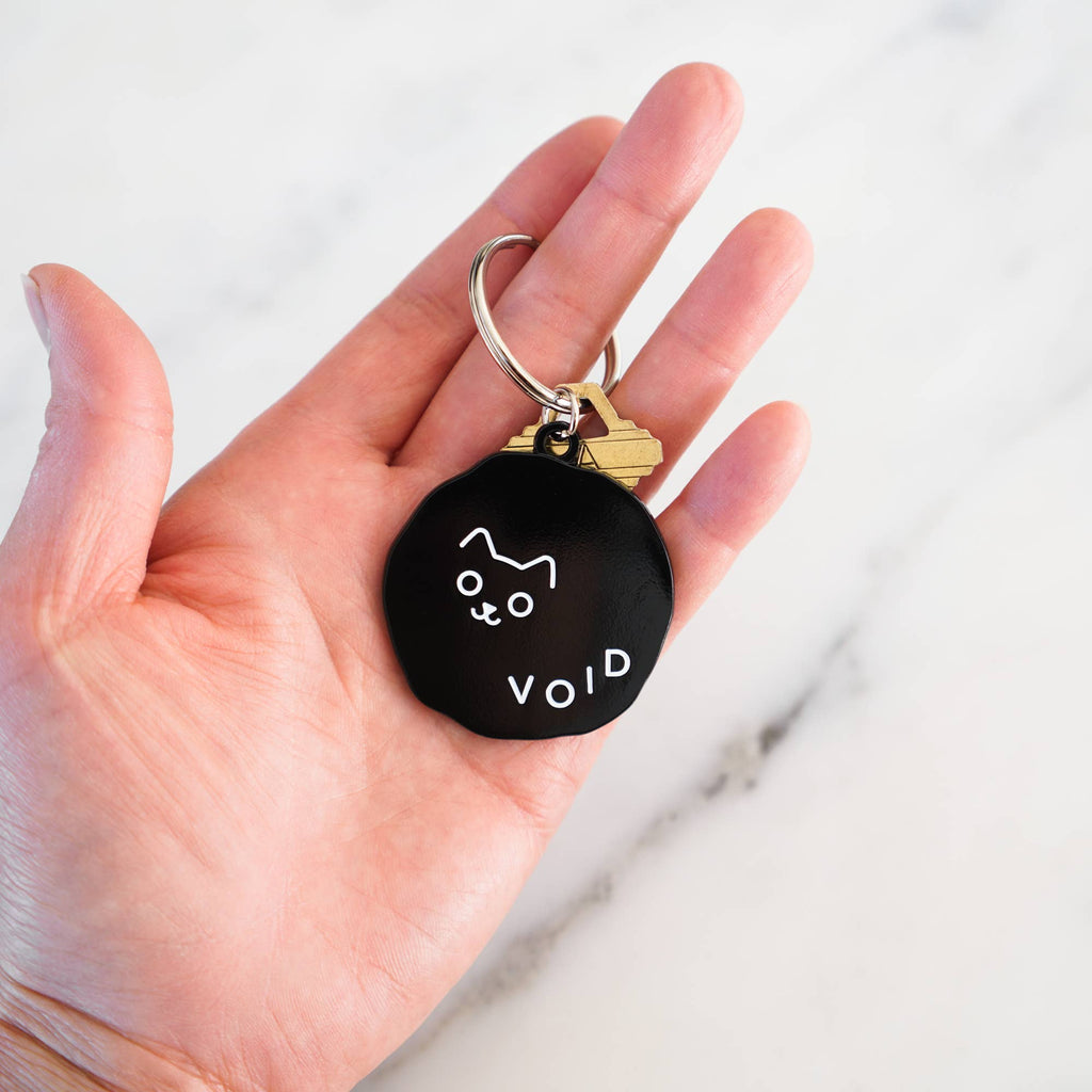 Void Black Cat Metal Keychain