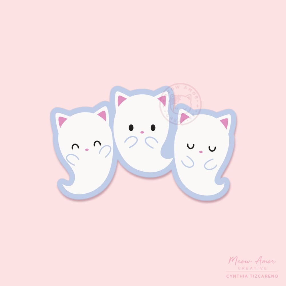 Three Ghost Cats Vinyl Sticker