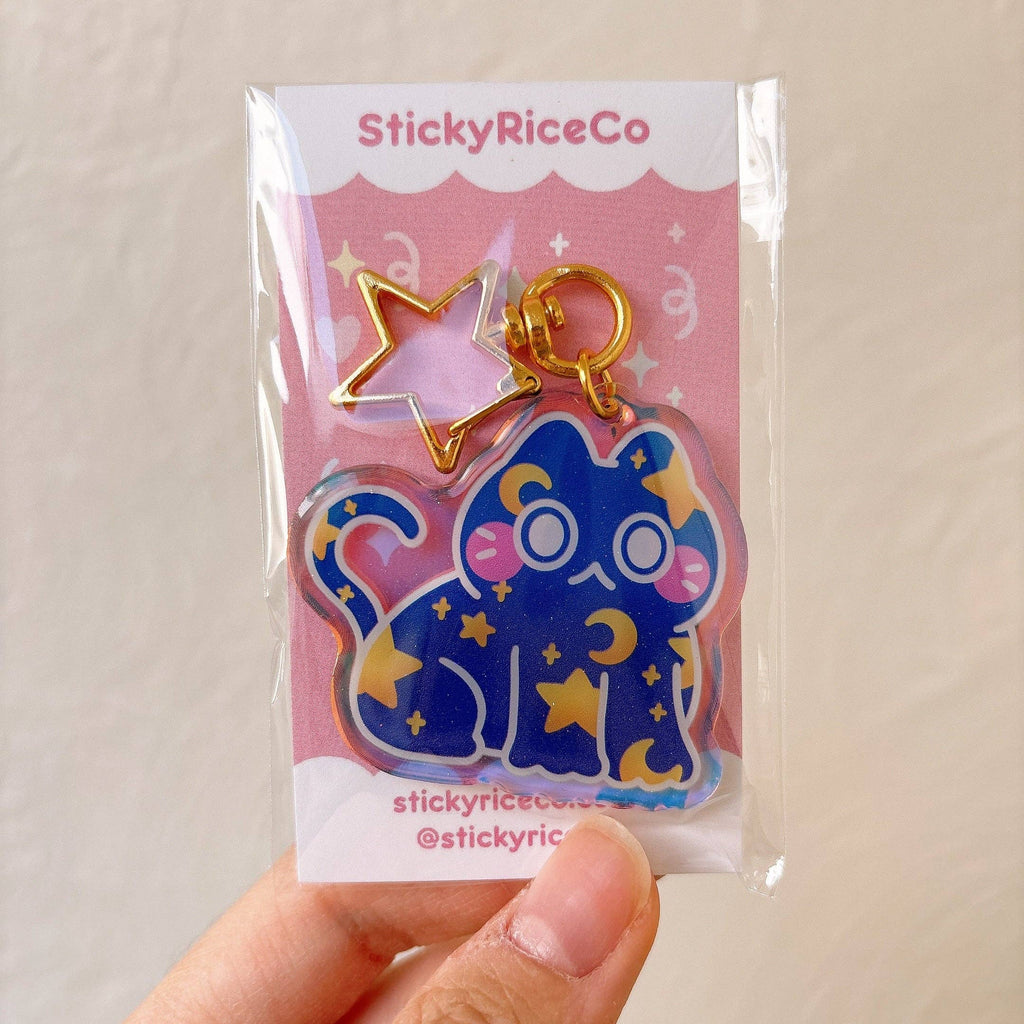 Starry Cat Acrylic Keychain