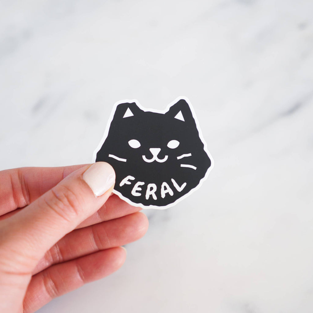 Feral Black Cat Vinyl Sticker