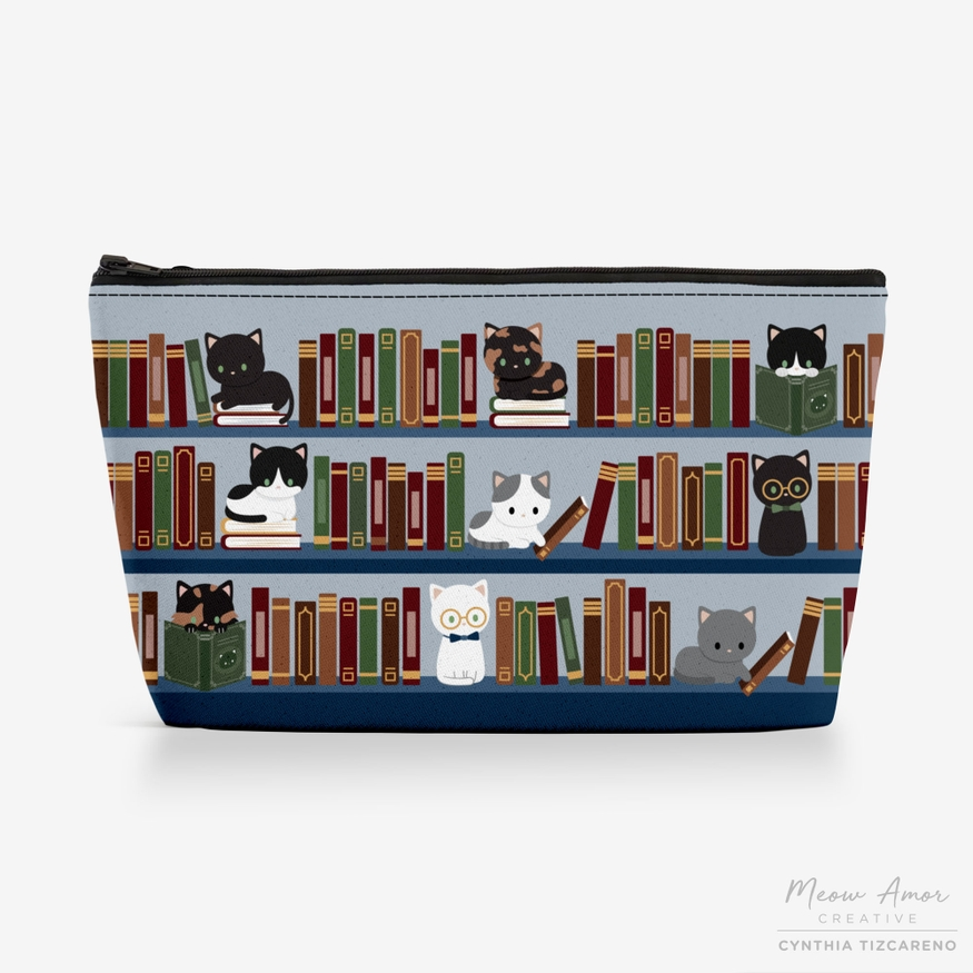 Book Cats canvas zipper bag