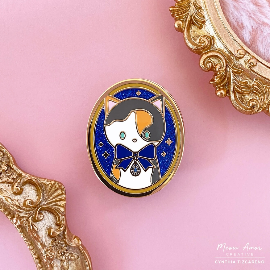 Jewel Cat enamel pin