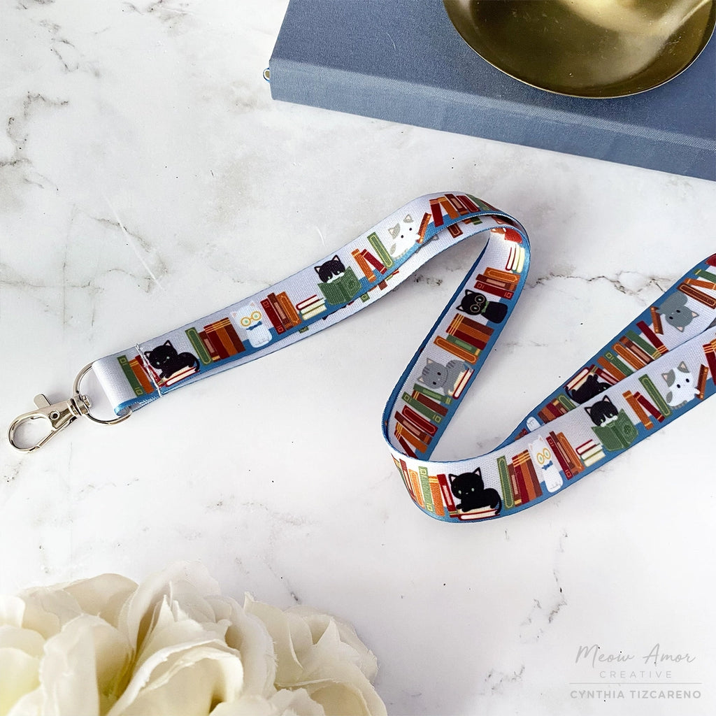 Book Cats Double-sided Lanyard