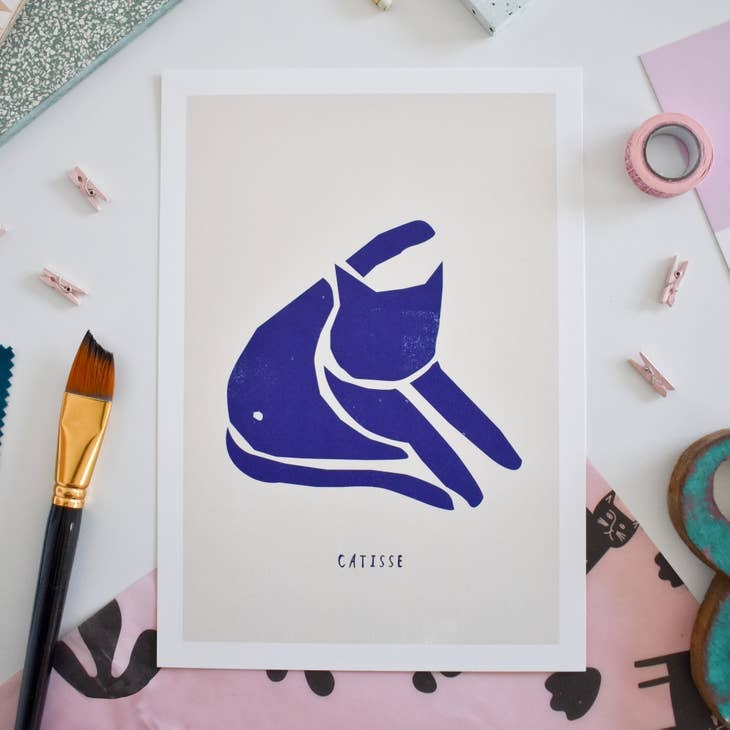 Catisse 'Blue Cat' art print