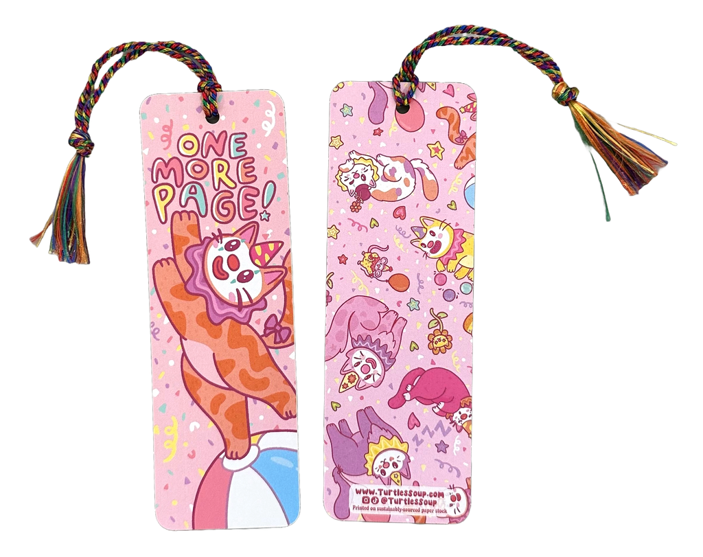 One More Page Clown Cat Bookmark with Tassel