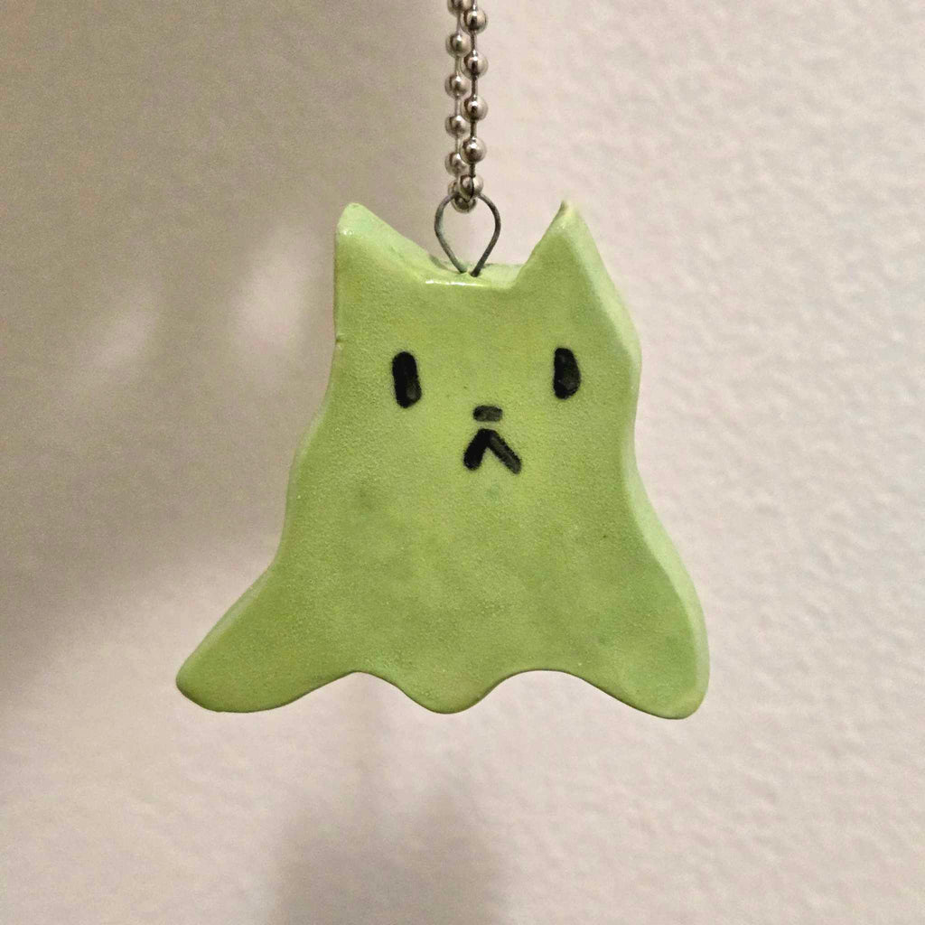 Ghost Cat Ceramic Pottery Ornament