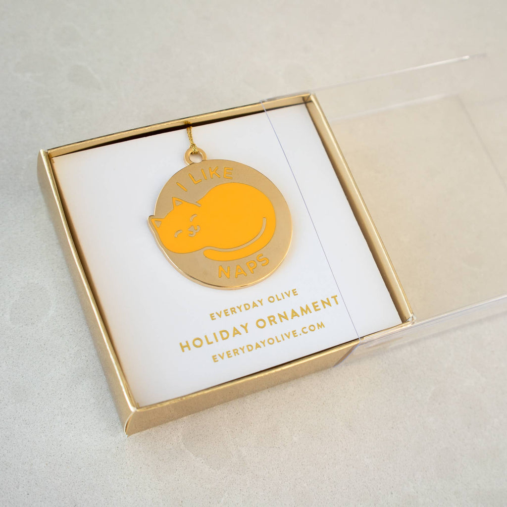 I Like Naps Orange Cat Metal Holiday Ornament