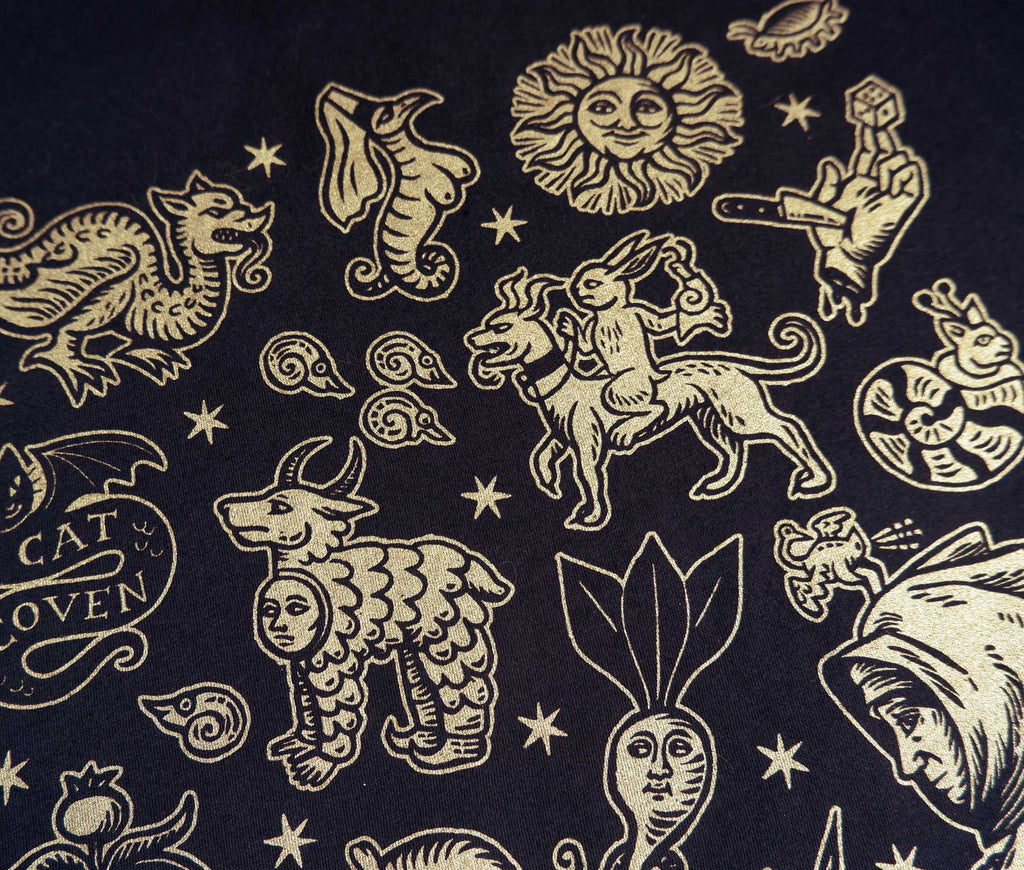 Medieval Marginalia Animal Creature Symbols Universal Screen Printed Bella + Canvas T-shirt