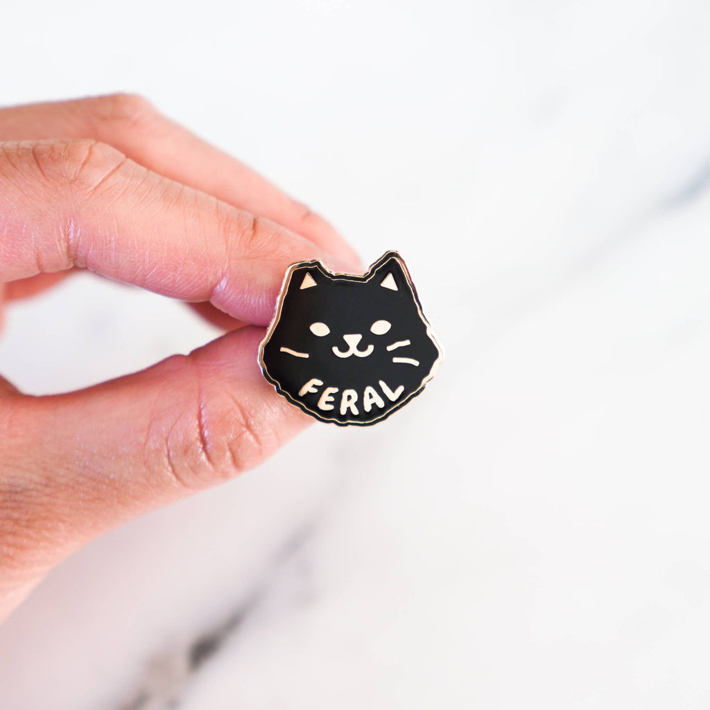 Feral Black Cat Hard Enamel Pin