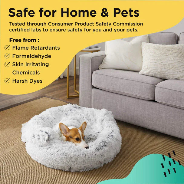 The Original Calming Donut Pet Bed and Throw Blanket Bundle