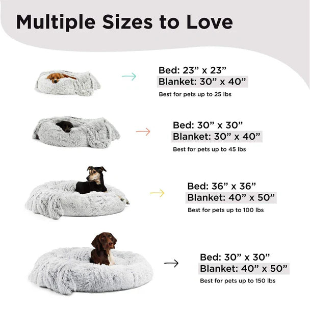 The Original Calming Donut Pet Bed and Throw Blanket Bundle