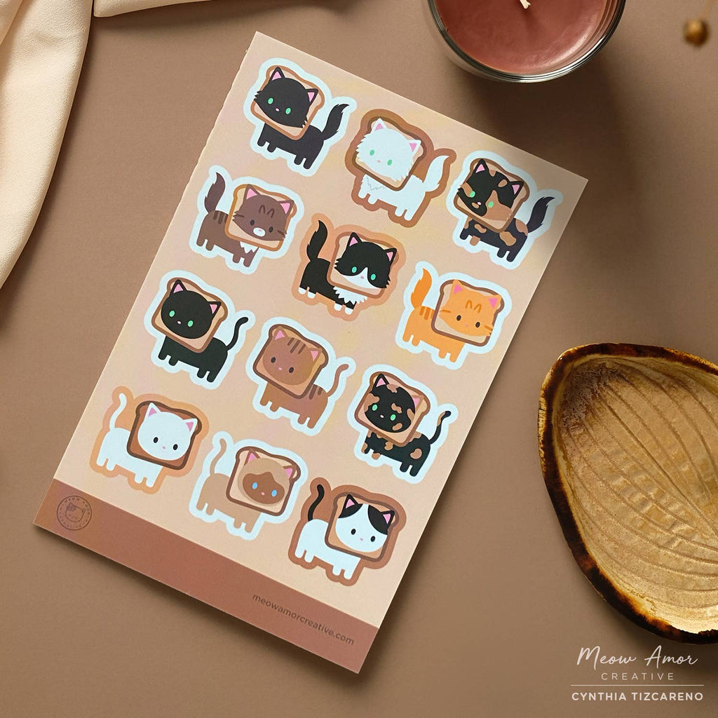 Toast Cats Vinyl Sticker Sheet