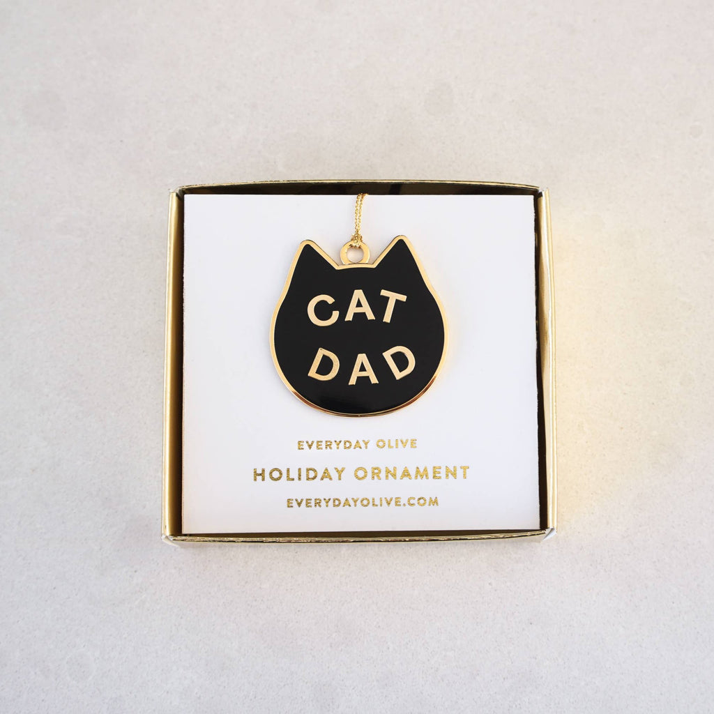 Cat Dad Metal Holiday Ornament