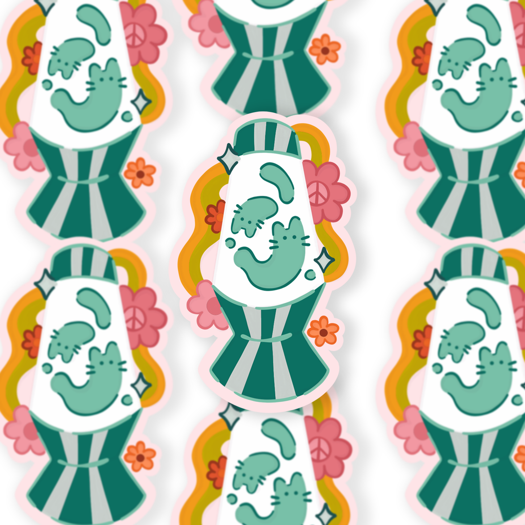Lava Lamp Cats Vintage Groovy Vinyl Sticker