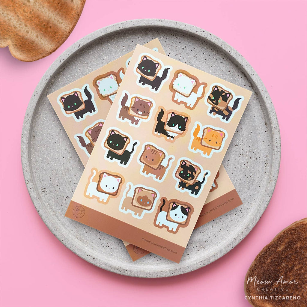 Toast Cats Vinyl Sticker Sheet