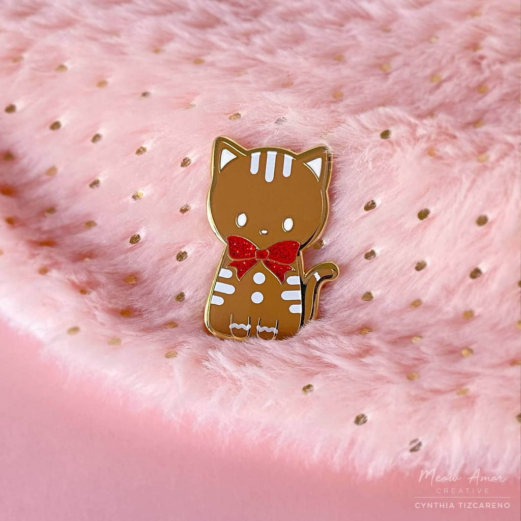 Gingerbread Cat enamel pin