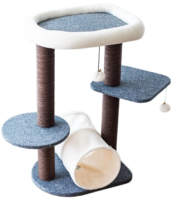 Lifted 4-level cat tree with hammock