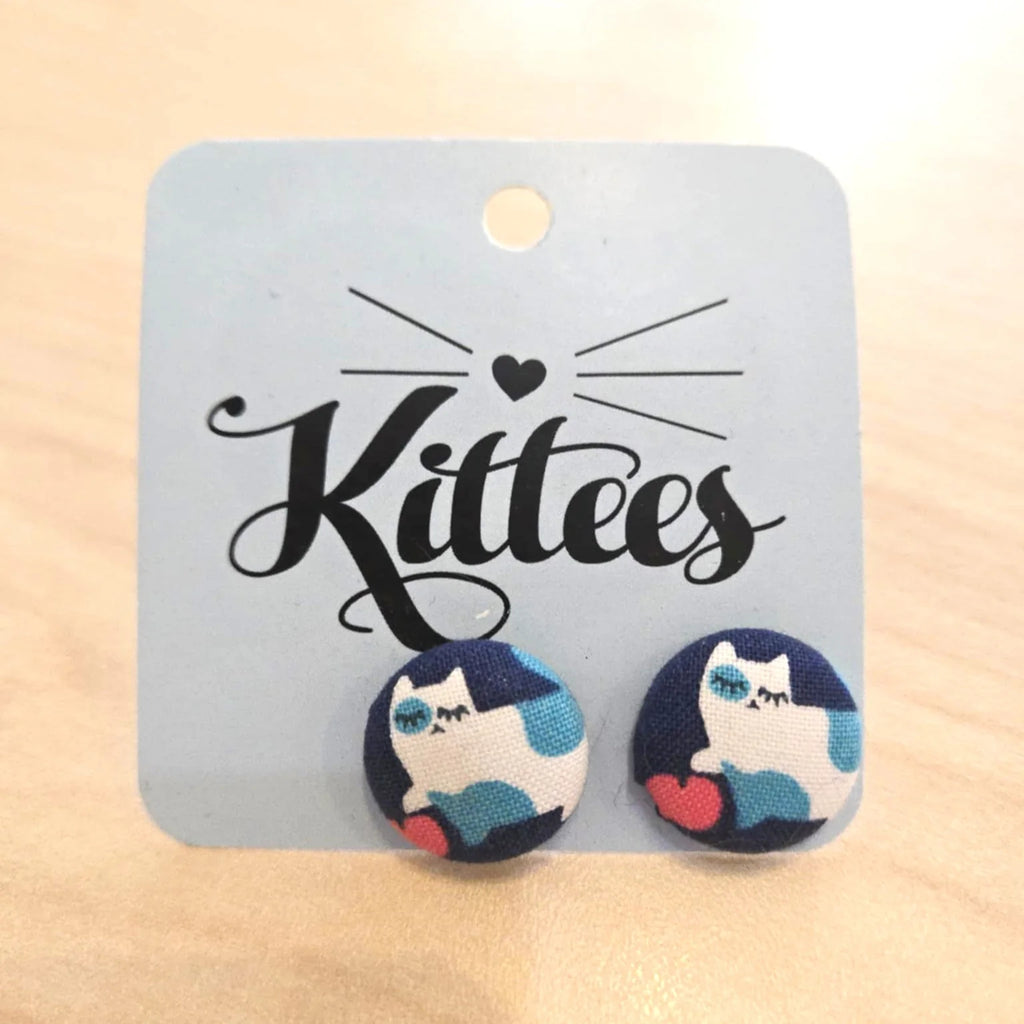 Kittees Handmade Button Earrings