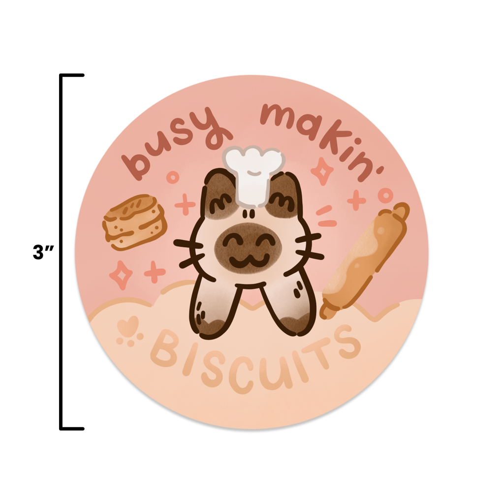 Busy Makin' Biscuits Siamese Cat Vinyl Sticker