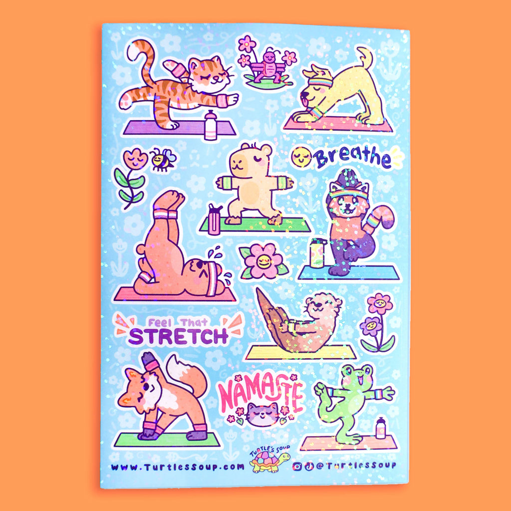 Yoga Fitness Animals Journal Planner Vinyl Sticker Sheet