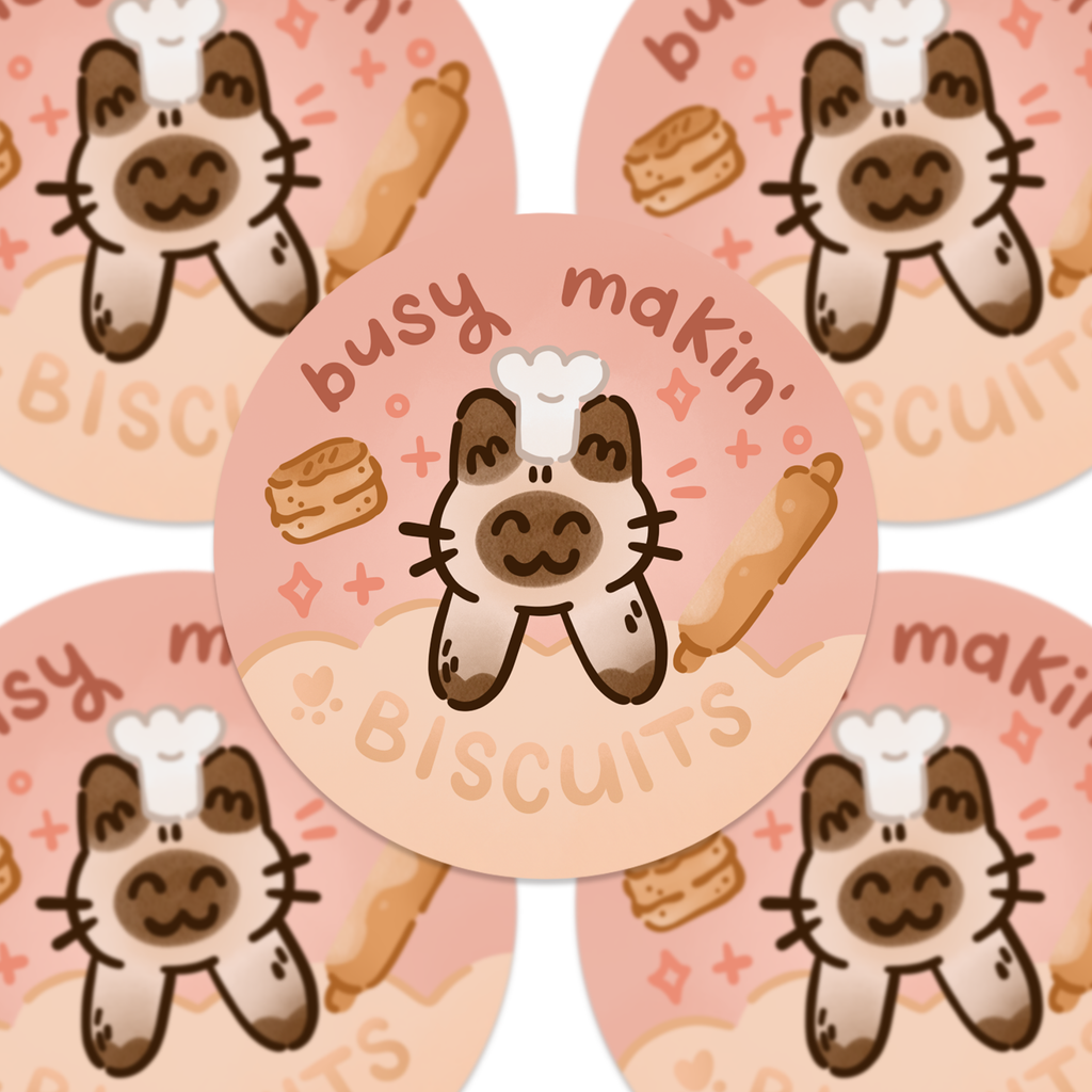 Busy Makin' Biscuits Siamese Cat Vinyl Sticker