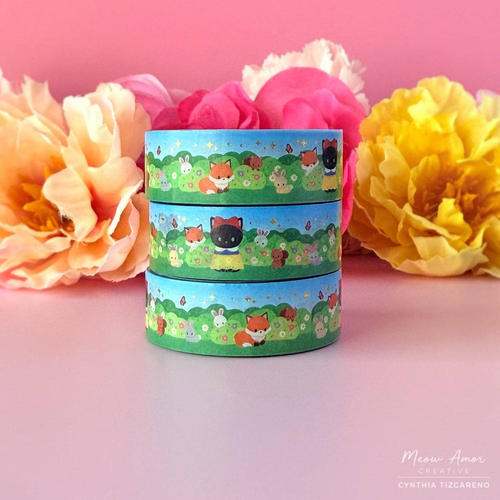 Snow White Black Cat Holographic Gold Foil Washi Tape 10m x 15mm