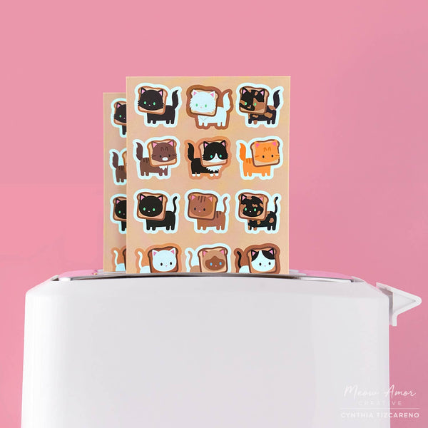 Toast Cats Vinyl Sticker Sheet | Kitties & Cream