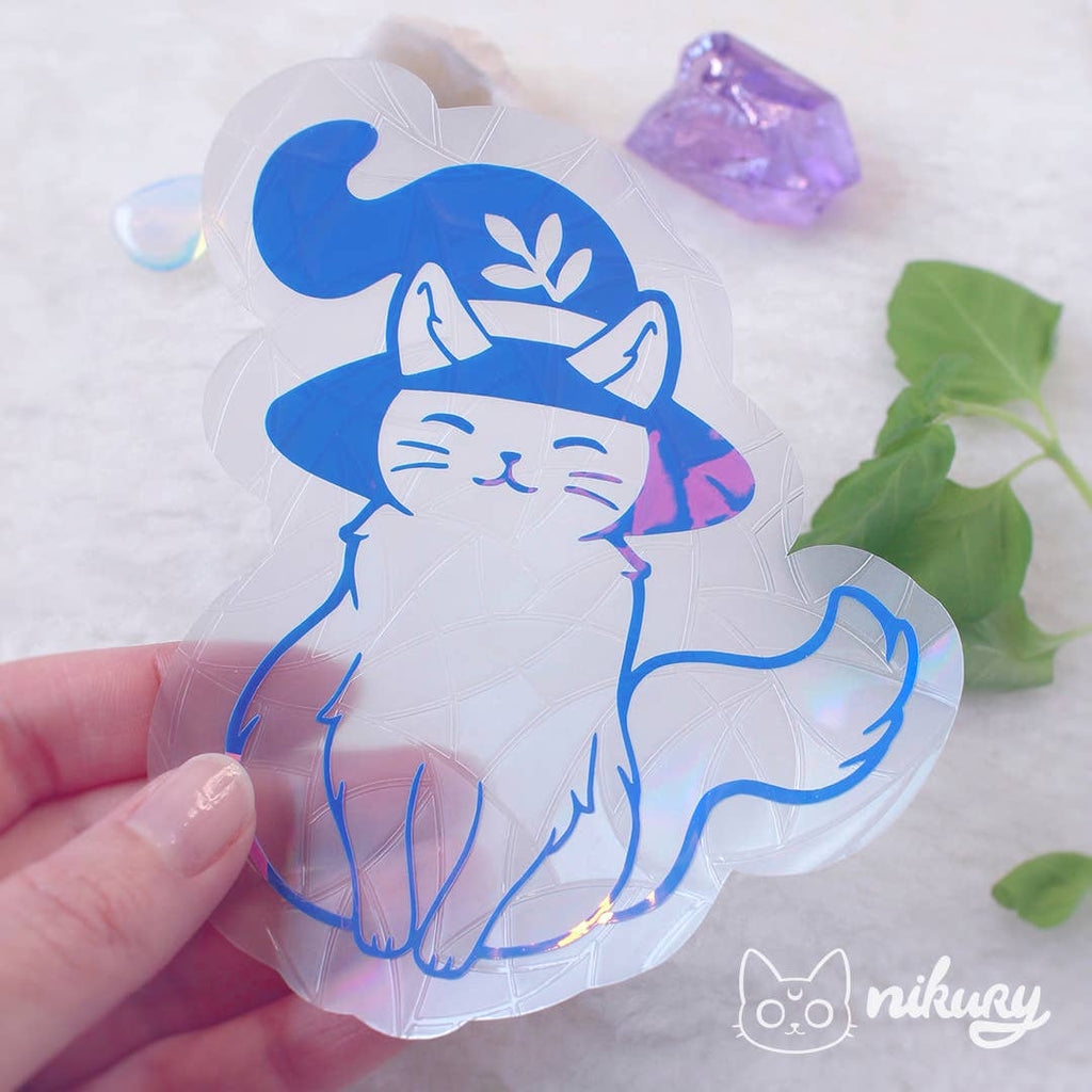 Witch Cat Familiar Suncatcher Sticker Decal