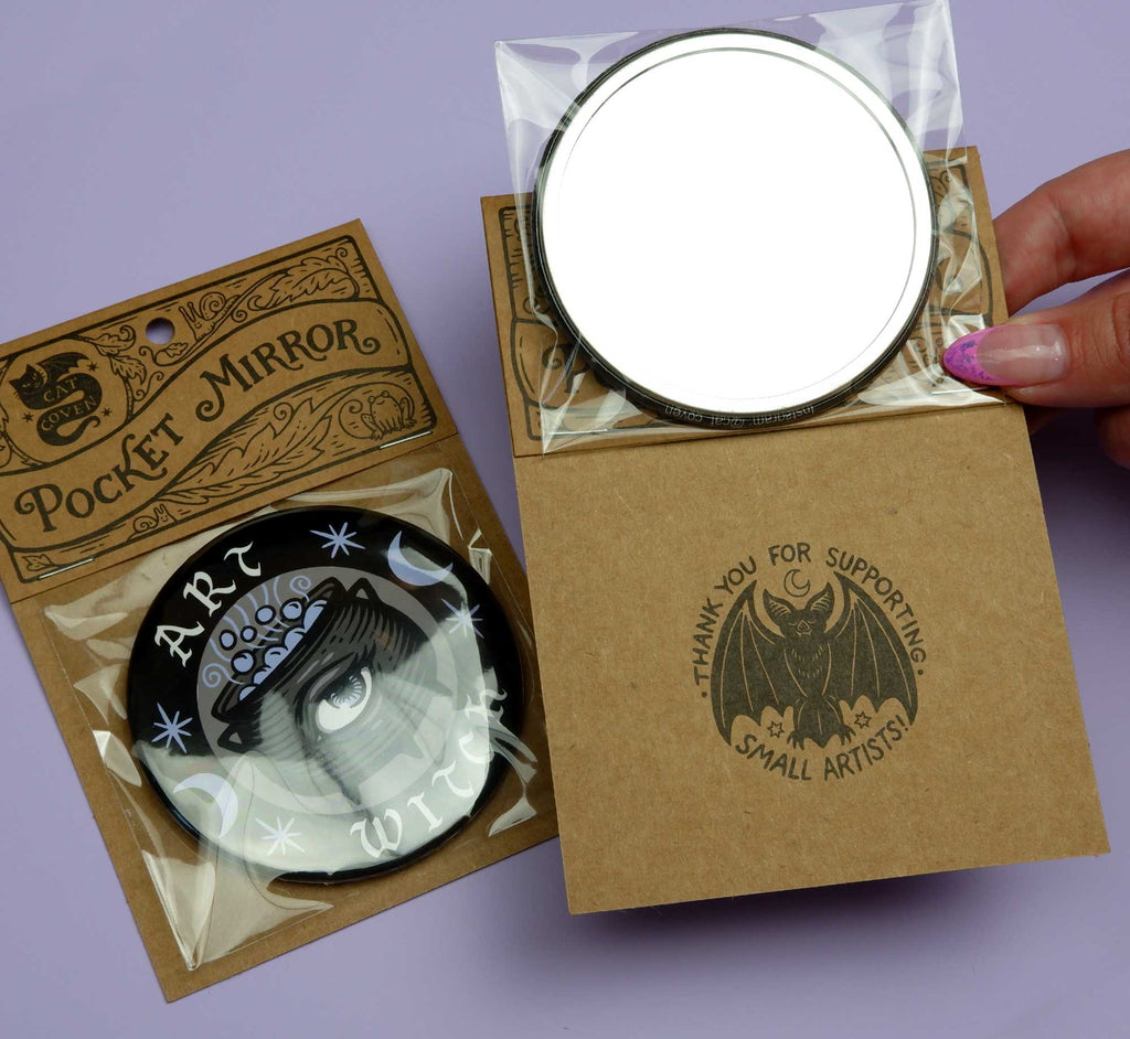 Gaaay! Winking Black Cat Pocket Mirror