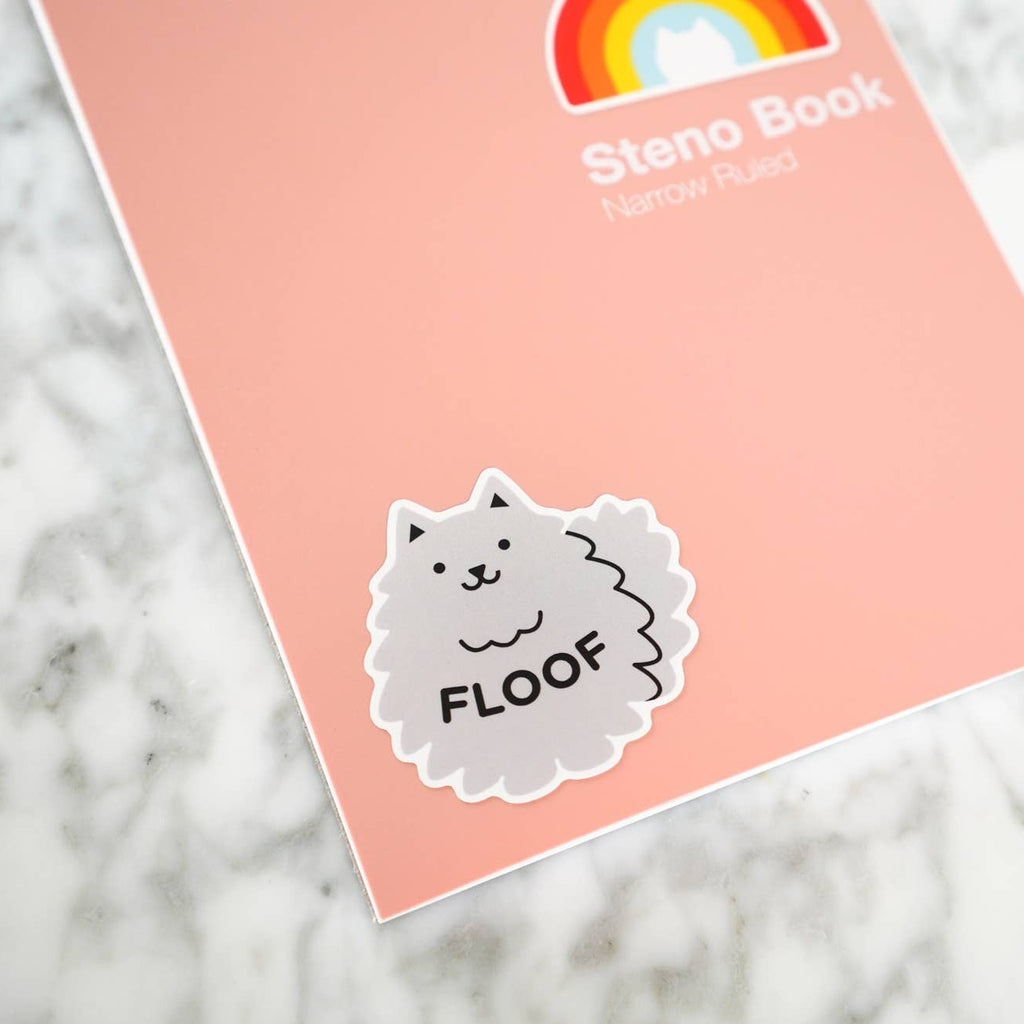 Floof Grey Cat Vinyl Sticker