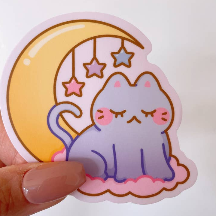 Moon Cat Vinyl Sticker