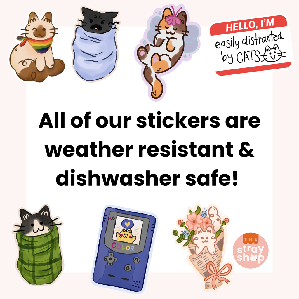 Purple Pyjamas Pajamas Brown Cat Vinyl Sticker