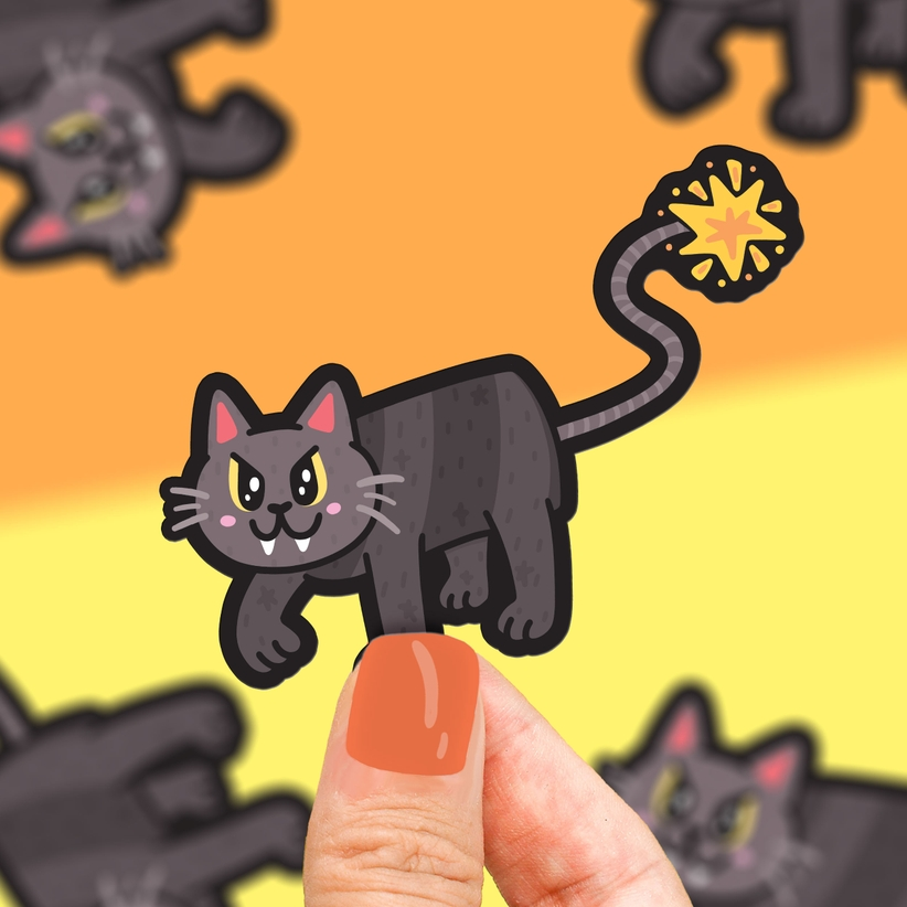 Black Firework Cat sticker