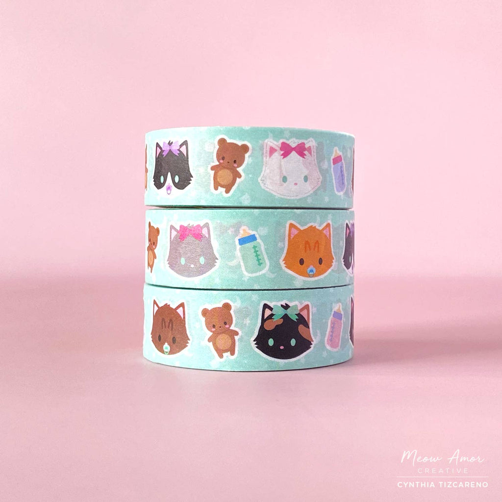 Baby Kitten Teddy Bear Cats Washi Tape 10m x 15mm